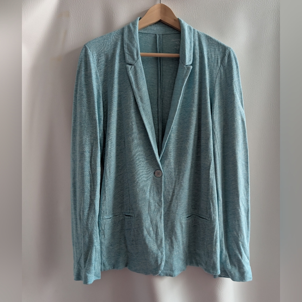 Majestic Filatures Paris Linen Silk Unstructured Green Jersey Blazer Jacket